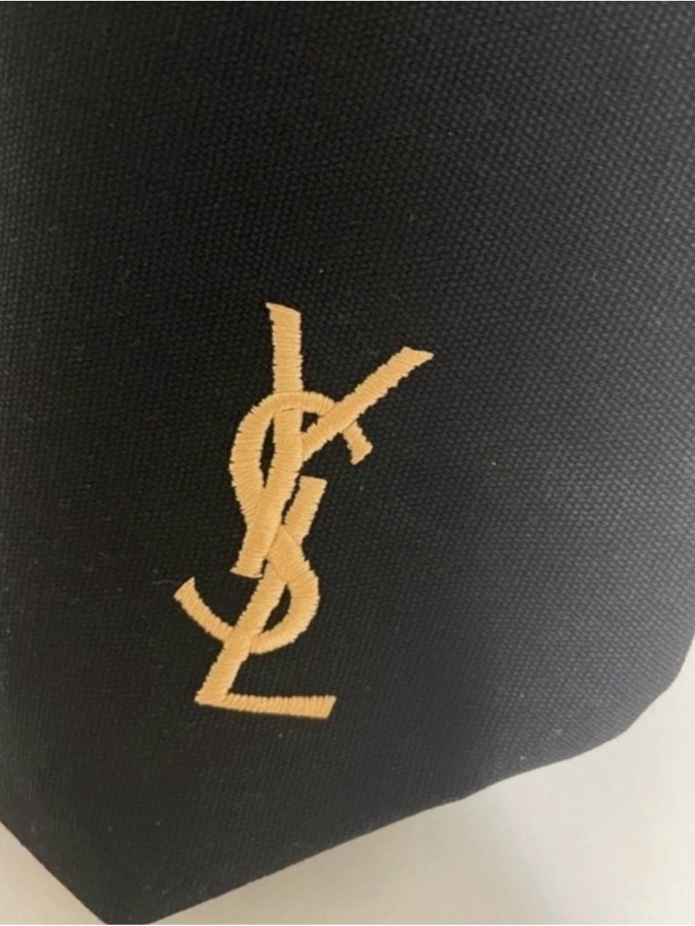 NEW YSL Yves Saint Laurent Tote Bag Black Gold Embroidery Logo - Picture 11 of 16